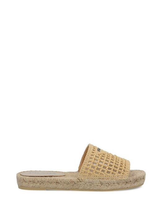 Prada Brown Woven Slip-on Sandals