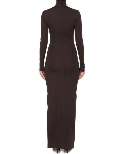 Dolce & Gabbana Brown Milano Rib Midi Jersey Dress