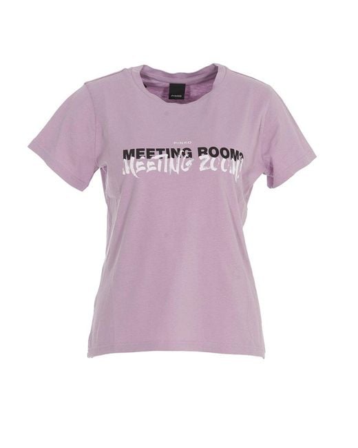 Pinko Purple Lettering Print T-shirt