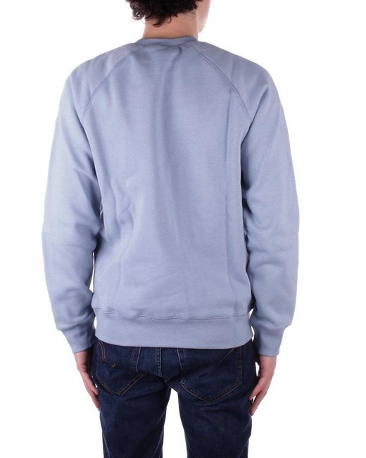Carhartt Blue Chase Logo-Embroidered Crewneck Sweatshirt for men