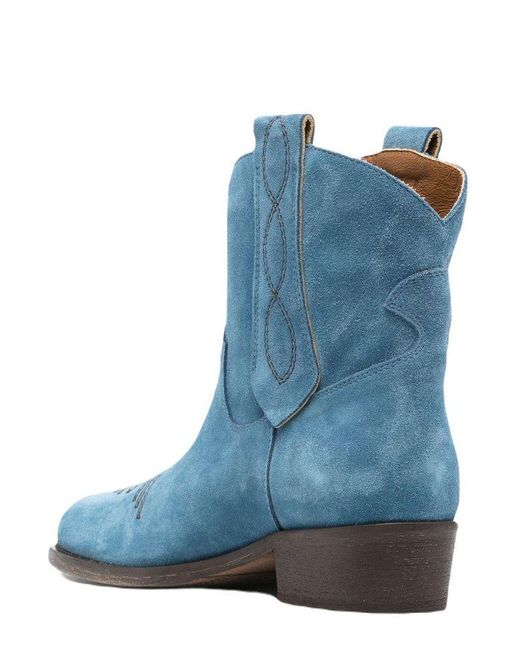 Via Roma 15 Blue Pointed-toe Ankle-length Boots