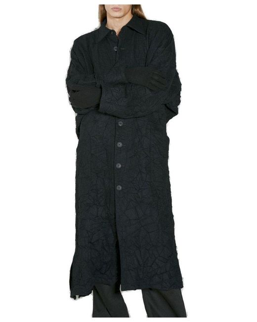 Yohji Yamamoto Black Wrinkled Single-breasted Coat for men