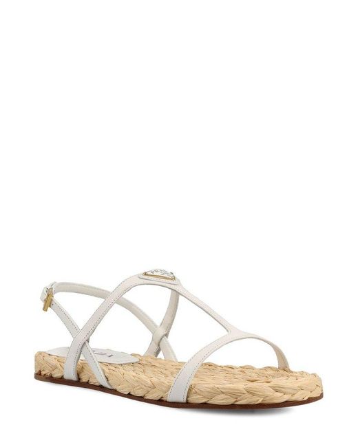 Prada White Strapped Flat Sandals