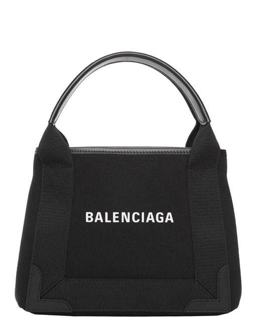 Balenciaga Cotton Navy Cabas Xs Tote Bag in Black - Lyst