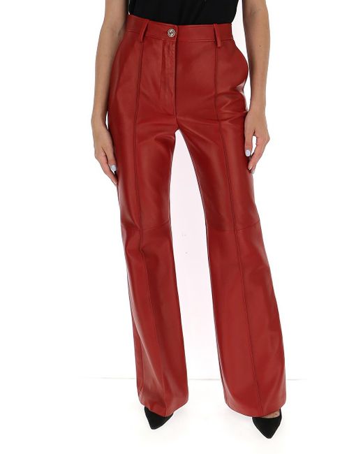 Gucci Red Plongé Leather Flare Trousers