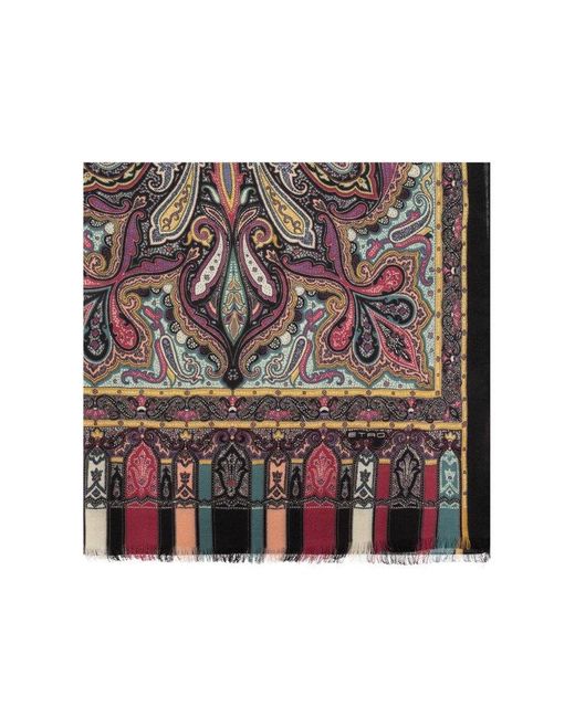 Etro Multicolor Graphic Printed Frayed-edge Scarf