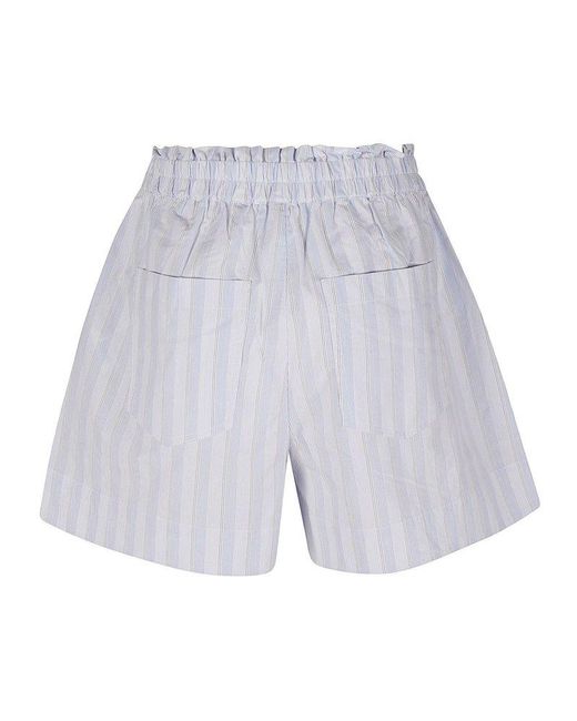 REMAIN Birger Christensen White Striped Wide Shorts