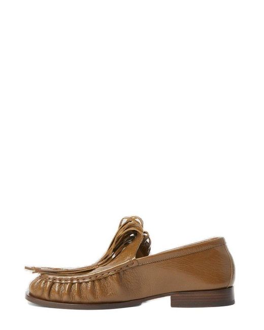Dries Van Noten Brown Fringe Embellished Leather Loafers
