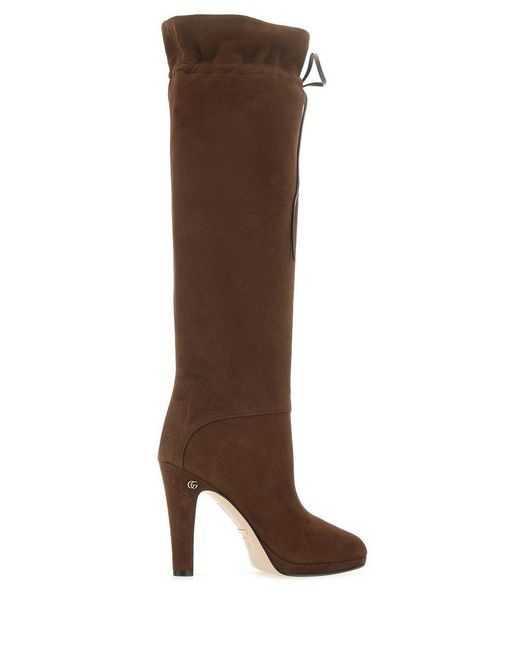 Gucci Brown Double G Knee-high Boots