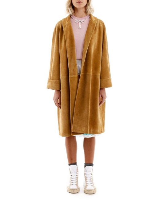 Prada Brown Relaxed Fit Leather Coat