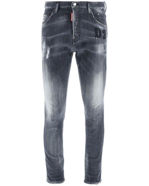 DSquared² Blue Distressed Faded Skinny-fit Jeans for men