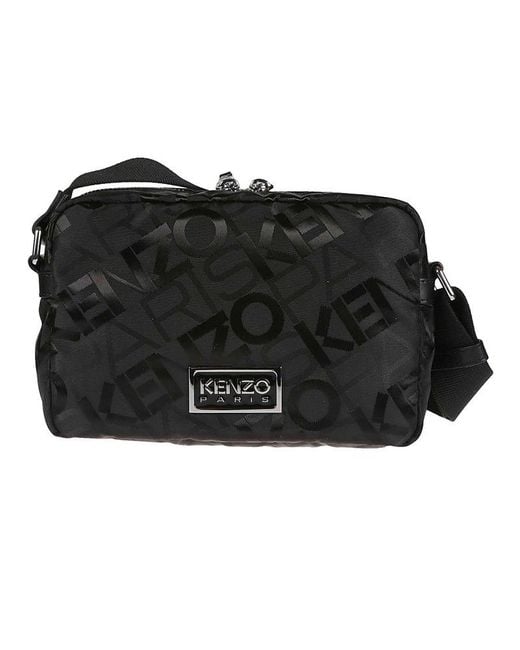 KENZO Black Gram Zip-up Shoulder Bag for men