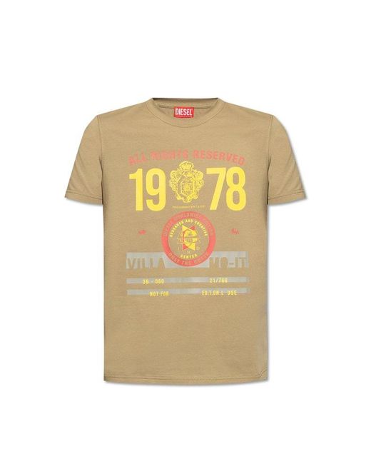 DIESEL Yellow 't-diegor-k73' T-shirt With Print, for men
