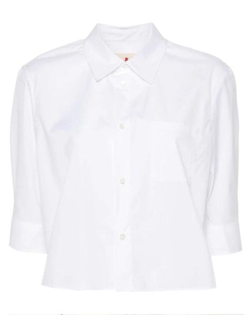 Marni White Logo-Embroidered Poplin Shirt