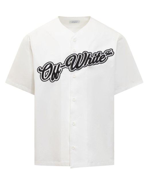 Off-White c/o Virgil Abloh White Logo Embroidered Short-sleeved Shirt for men