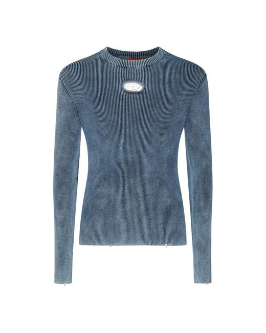 DIESEL Blue Cotton Knitwear for men