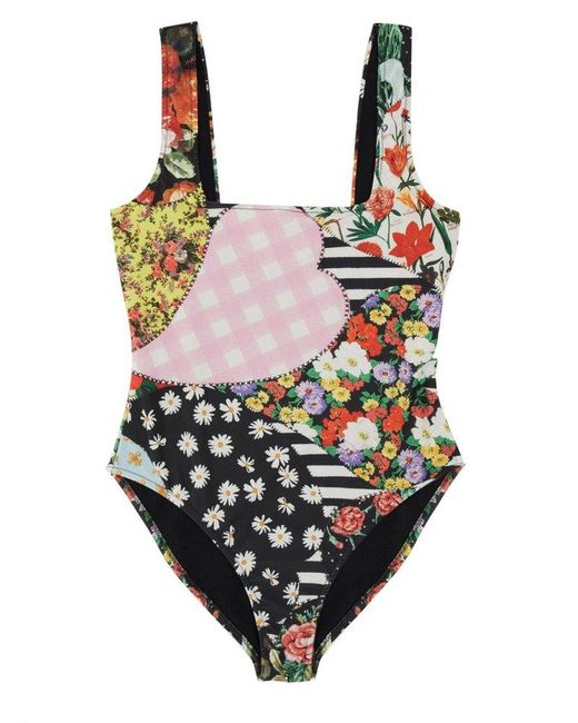Moschino Multicolor Jeans Patchwork Printed Swimsuit