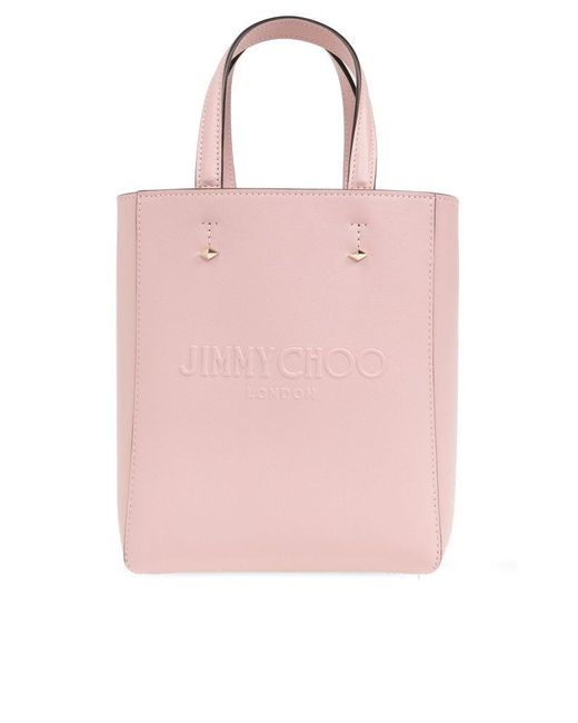 Jimmy Choo Pink Logo Debossed Tote Bag