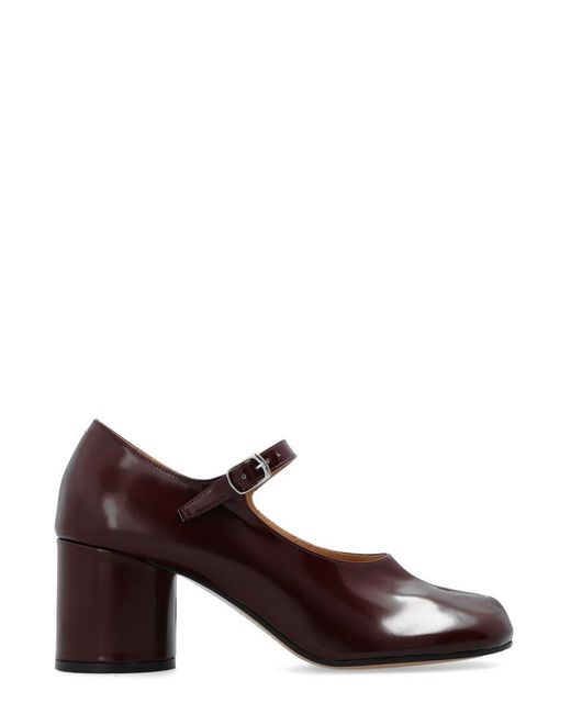 Maison Margiela Brown Tabi Buckle-strap Fastened Mary Jane Pumps