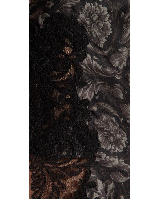 Versace Multicolor Barocco-printed Lace-trim Nightdress