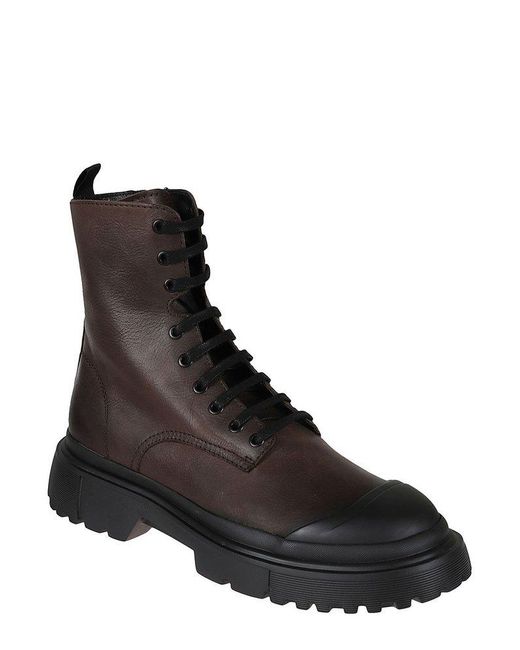 Hogan Black Laced Ankle-top Boots for men