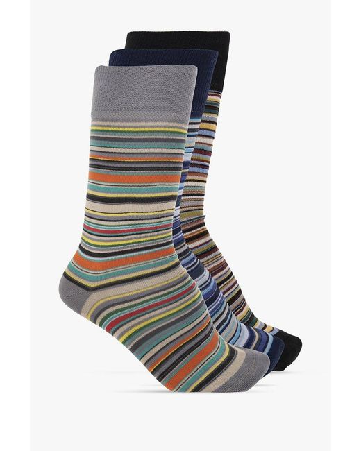 Paul Smith Blue Striped Three-pack Socks for men