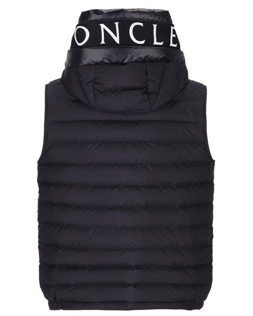 Moncler Logo Patch Zip-Up Padded Vest in Black for Men | Lyst