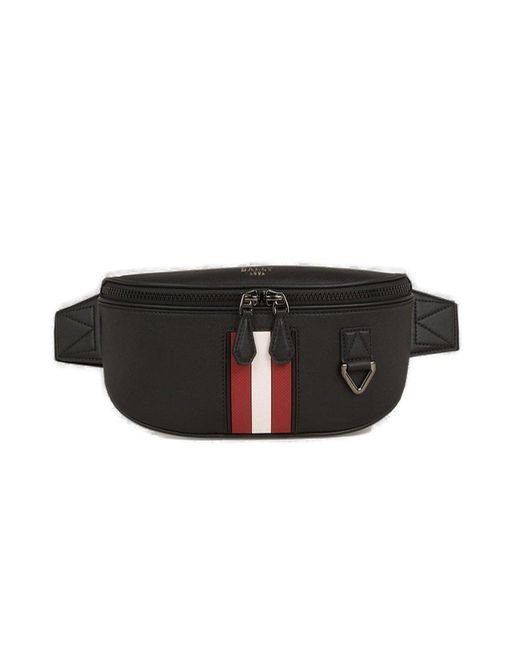 Bally Black Striped Zip-up Belt Bag for men