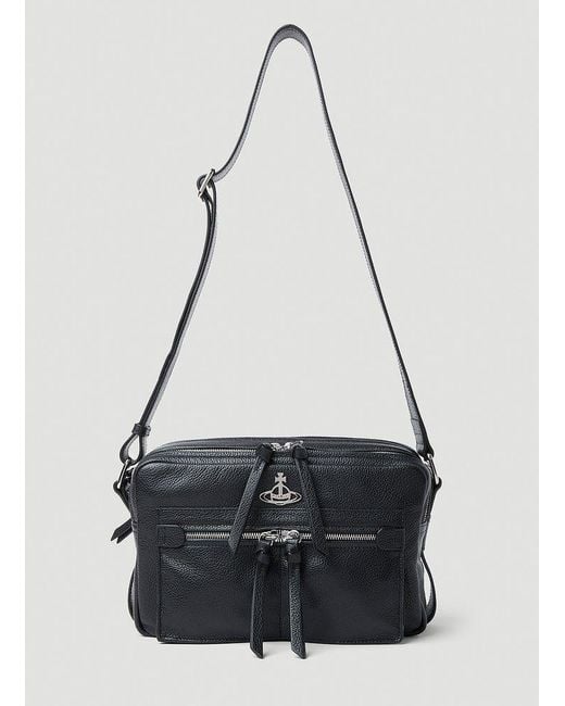 Vivienne Westwood Black Jerry Leather Satchel Crossbody Bag for men