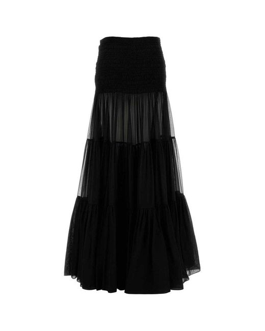 スカート SAINT LAURENT RUFFLED SKIRT IN SILK CREPE MUSLIN saint-laurent-ruffled-crepe-