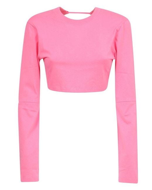 Jacquemus Pink Open Back Cropped T-shirt