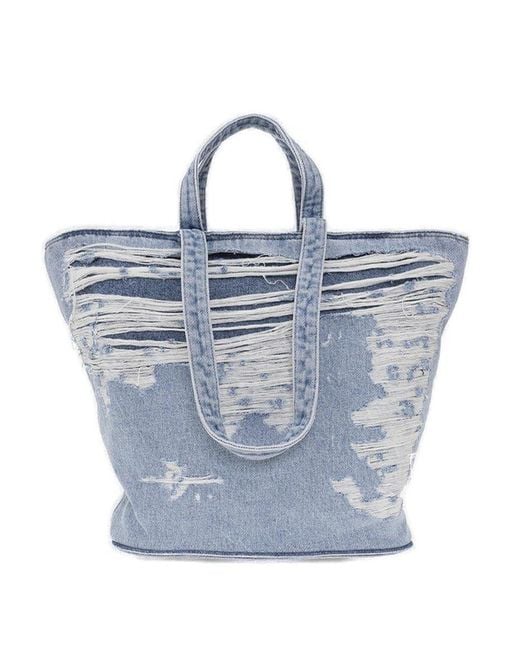 DIESEL Blue Odd Tyger Cotton Shopper Bag