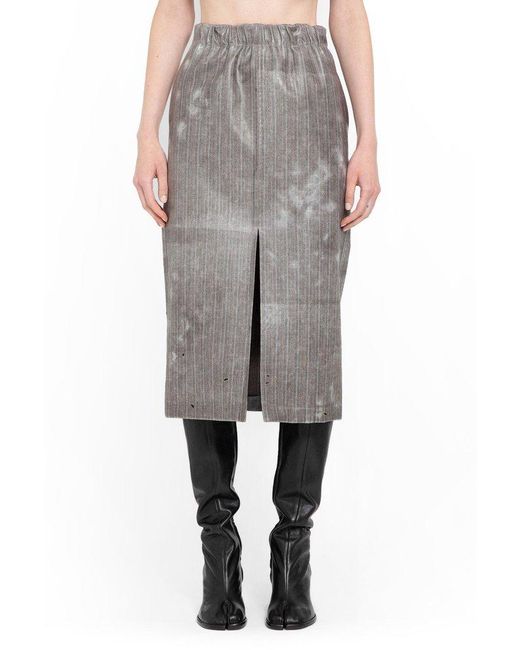 Maison Margiela Gray High-waist Distressed Midi Skirt