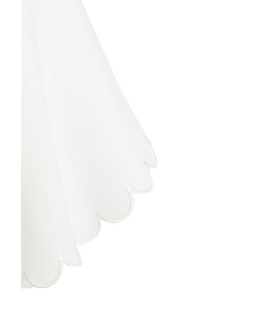 Elisabetta Franchi V-Neck Flared Dress in White | Lyst