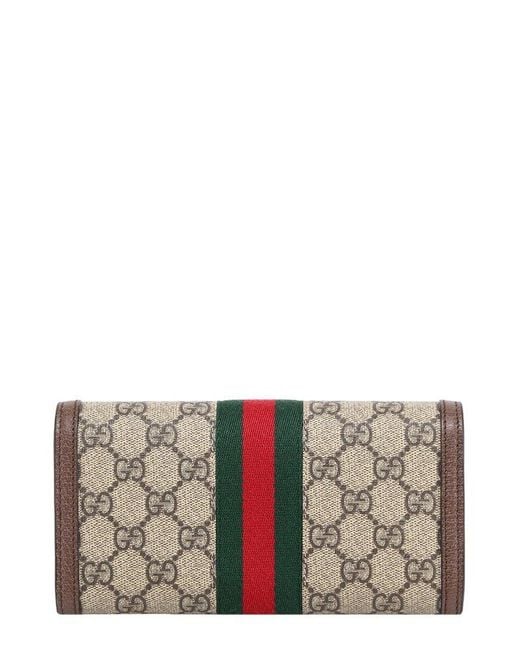 GUCCI GG Supreme Monogram Web Ophidia Continental Wallet Brown 1310541