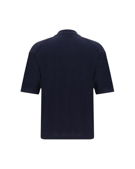 Roberto Collina Blue Short-sleeve Boxy Polo Shirt for men