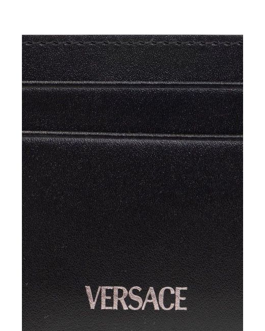 Versace Black Leather Card Holder, for men
