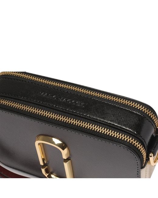 Marc Jacobs The Snapshot Gilded Leather Crossbody In Black