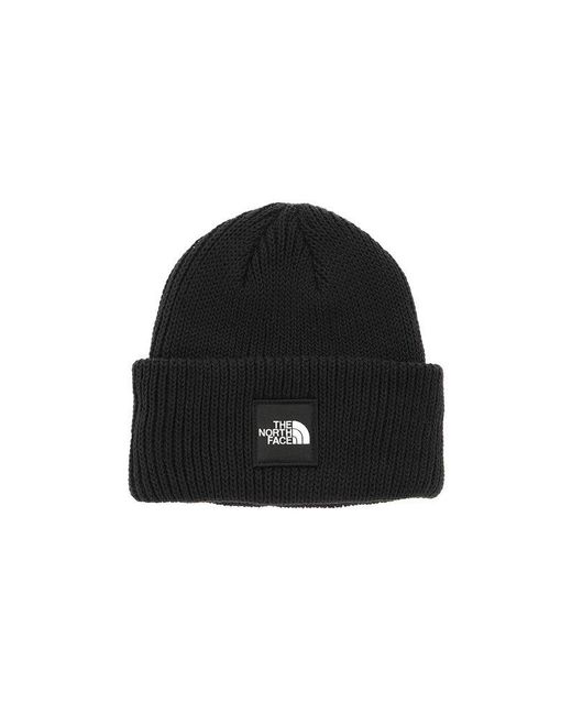 The North Face Synthetic Logo Patched Knit Beanie in Black for Men | Lyst
