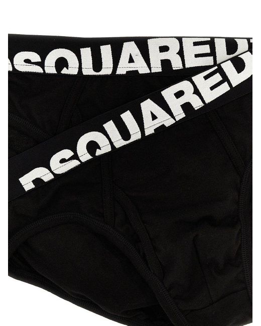 DSquared² Black 2-pack Elastic Logo Briefs Underwear, Body for men