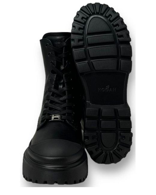 Hogan Black H619 Combat Boots