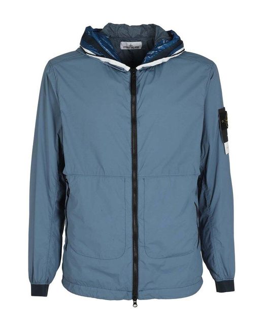 Stone Island Compass Zip-up Padded Jacket in Blue for Men | Lyst