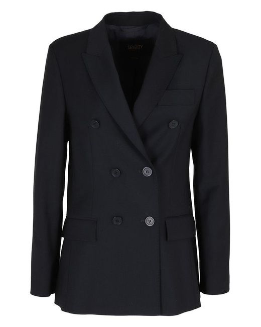 Seventy Black Double-breasted Tailored Blazer