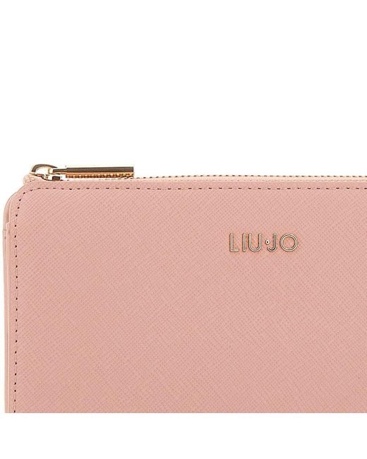 Liu Jo Pink Logo-plaque Zipped Wallet