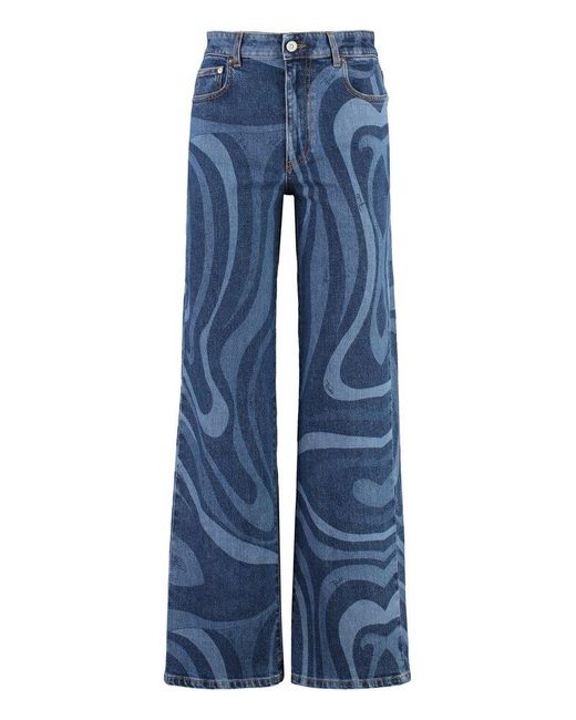 Emilio Pucci Blue Wide Leg Jeans