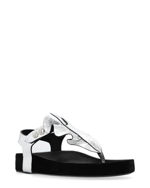 Isabel Marant Black Isela Metallic Ruffled Sandals