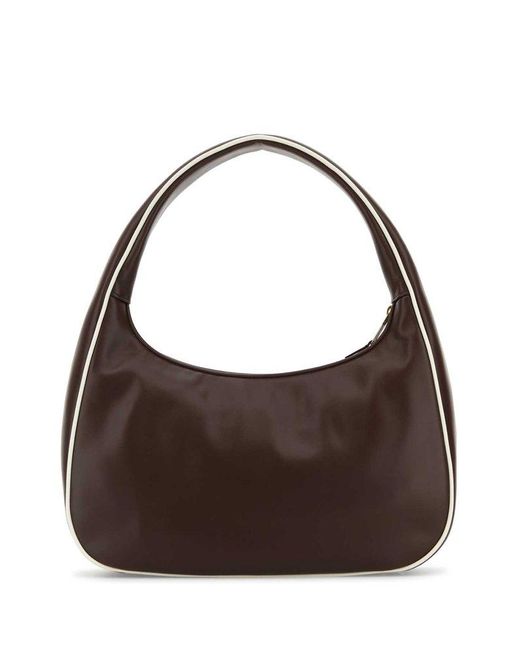 Miu Miu Brown Logo Detailed Top-handle Tote Bag