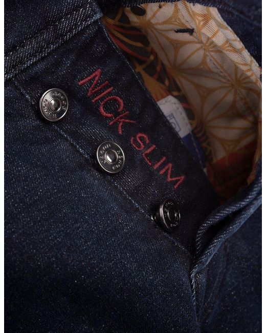 Jacob Cohen Blue Logo-patch Straight-leg Slim-cut Jeans for men