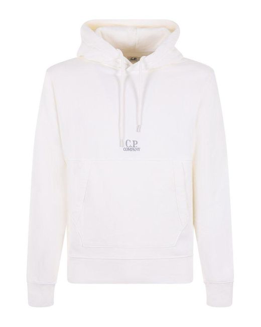 C P Company White Hoodie In for men