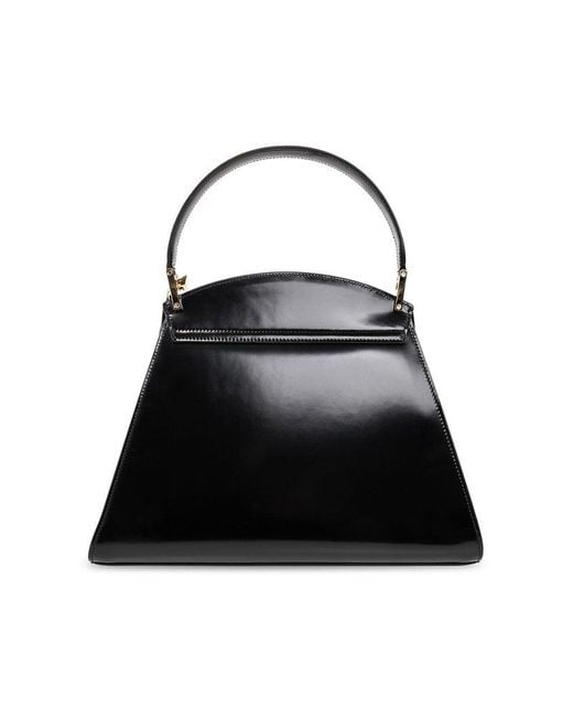 Ferragamo Black Prisma Glossed-leather Tote